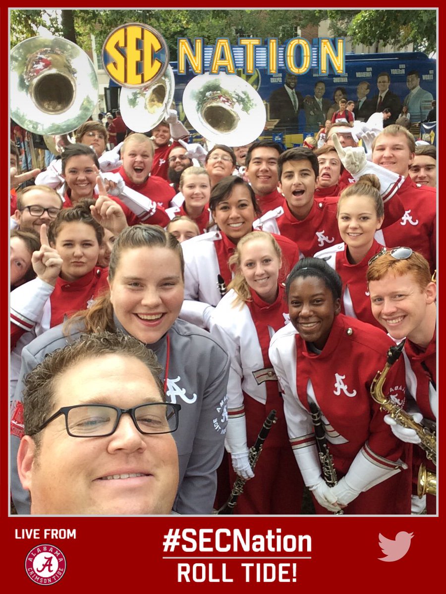 UA_Athletics's tweet photo. The Million Dollar Band is ready for #SECNation! #TENNvsBAMA #bamagameday https://t.co/4OtA1o8uGI