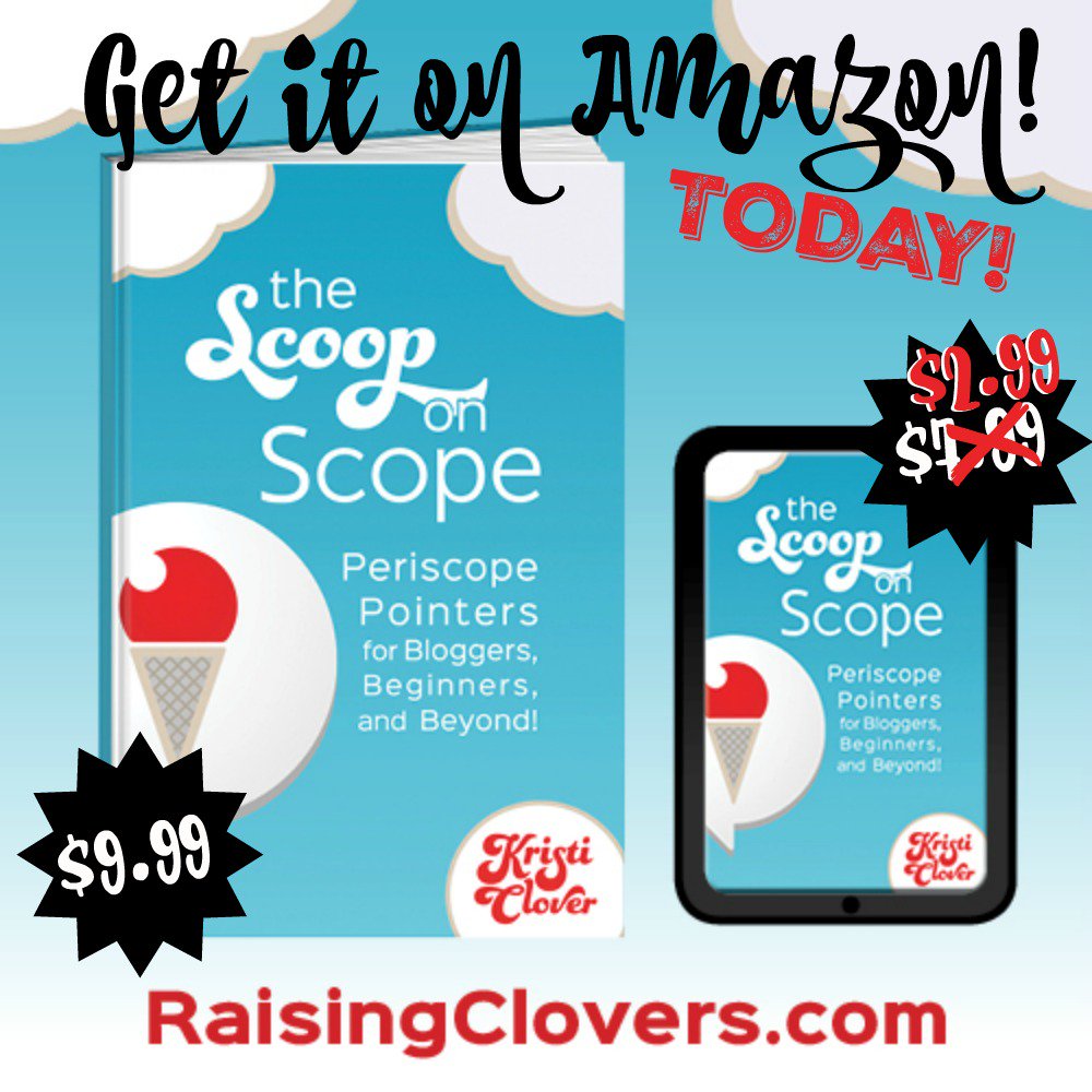KristiClover's tweet photo. The Scoop on Scope is on sale NOW! Only $2.99 Don't miss my Periscope Pointers! #kindle #aff https://t.co/HdXQkI1h1h https://t.co/GWFDR3vyw8