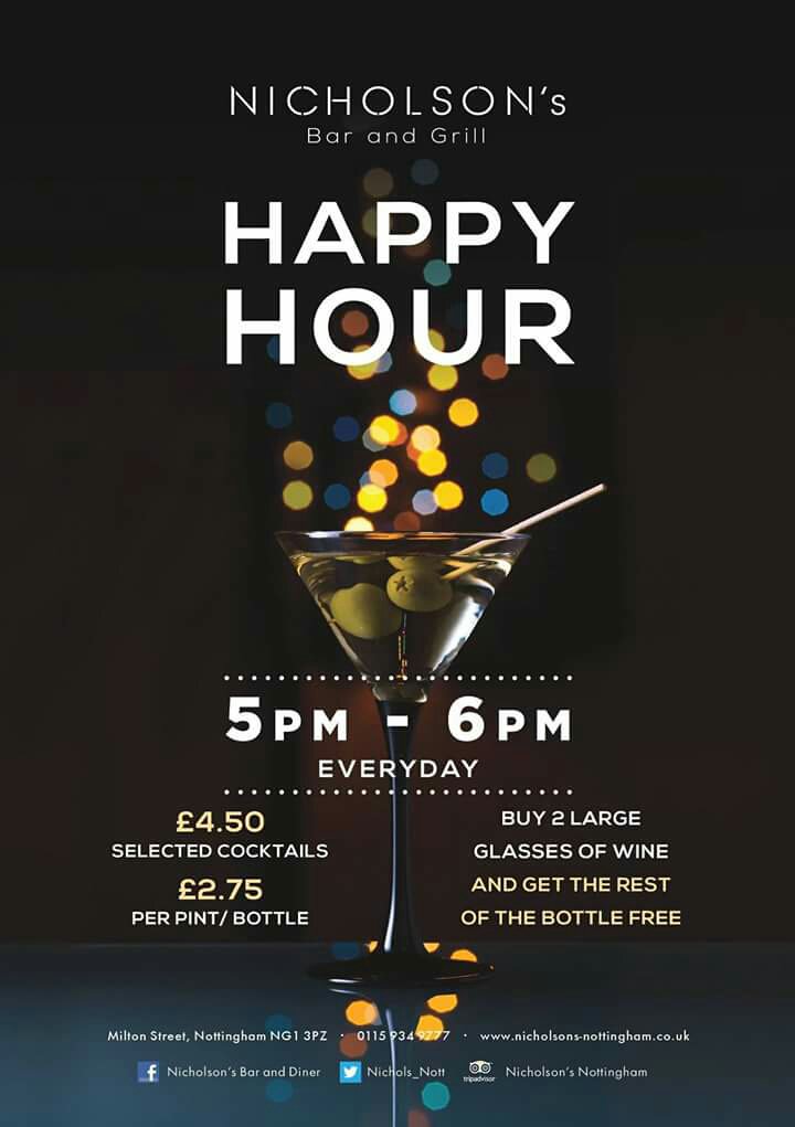 Nichols_Nott's tweet photo. It's only 1 hour to happy hour at Nicholson.  Are you popping in? #lovecocktails # lovesport https://t.co/QBQO6yoon8