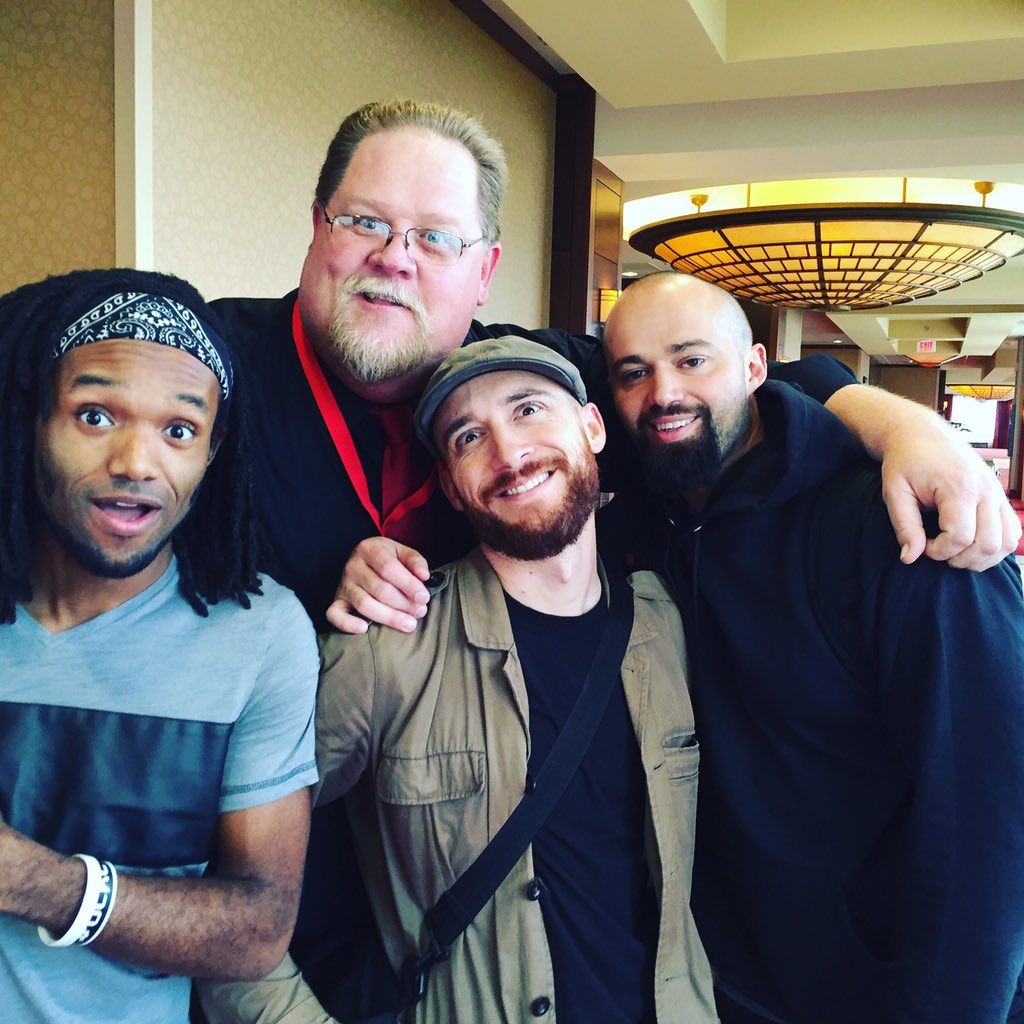 GITImprov's tweet photo. Big G shares a candid moment with @runwithitband backstage at @TheAPCA! #gitimprov #apcamw15 #theapca https://t.co/SeuuB8Odwc