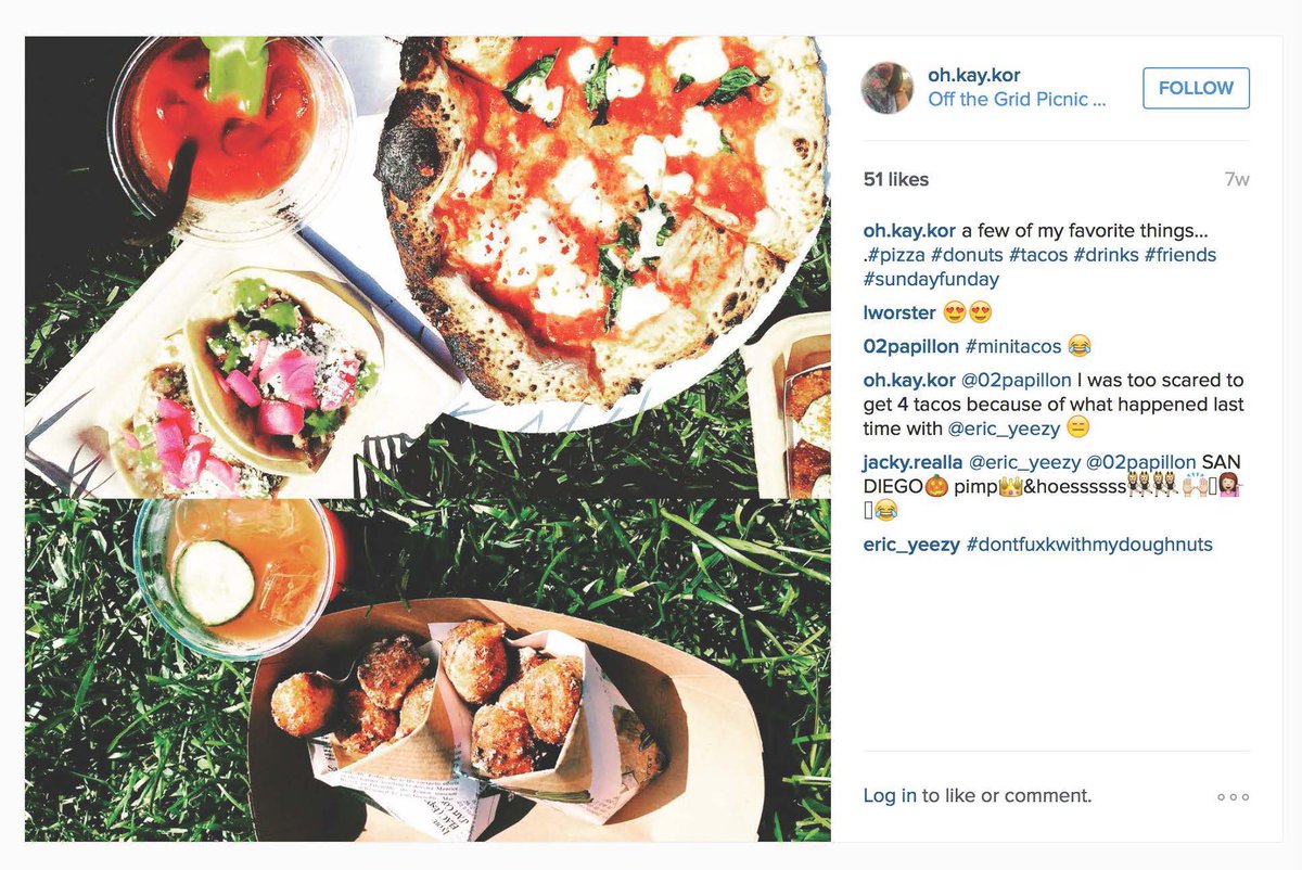 Great choices from <a href="/otgsf/">Off the Grid</a>'s Presidio Picnic: Pluck's duck tacos, <a href="/pizzadelpopolo/">Del Popolo</a>, <a href="/girlfriday_sf/">Girl Friday Zeppole</a> &amp; <a href="/RyeOnTheRoad/">Rye On The Road</a>