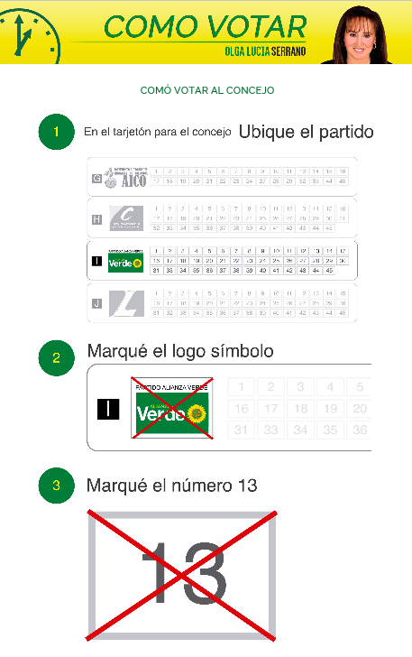 OlgaLSerranoBta's tweet photo. Te invito a que compartas esta imagen con tu familia y amigos #Bogota #Vote13Concejo @PartidoVerdeCoL https://t.co/QGNAZSVD2q