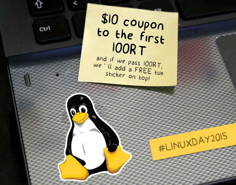 unixstickers's tweet photo. $10 to first 100RT for #LinuxDay / RT&amp;DM to redeem + if RT>100, free tux on top! 2DAYonly https://t.co/1em7l8wyaJ https://t.co/ojv2l0EJYC