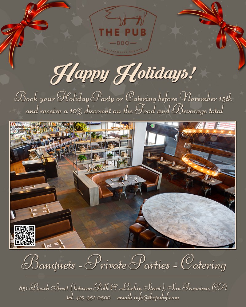 ThePubSF's tweet photo. Looking for a Venue to Host Your Upcoming Holiday Event? Contact Us @ info@thepubsf.com For Details! https://t.co/xYtZgILMNL