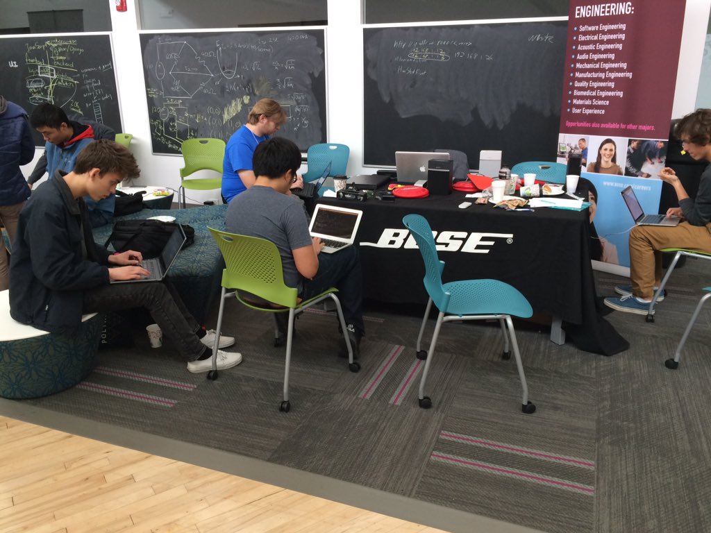 Jcdesimp's tweet image. The Bose table is pretty packed at #polyhack