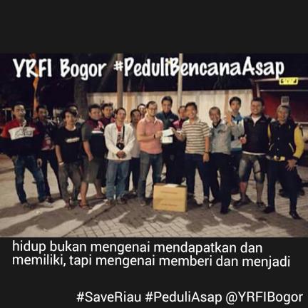 Penyerahan bantuan masker dari Family Vixion Bogor dan YRFI Bogor @YRFIndonesia

#PeduliAsap #SaveSumatera