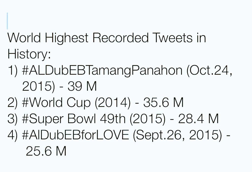 tommy_penaflor's tweet photo. Number One, Number One. #ALDubEBTamangPanahon https://t.co/XrplEmiIjC