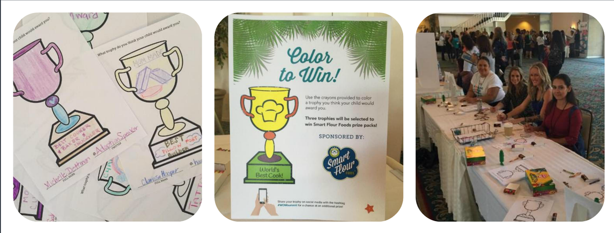 ellobodelacity's tweet photo. #ColorAndWin - Don't forget to stop by our drawing table, hosted by @SmartFlourFoods, and color a trophy! #WOWsummit https://t.co/mqj0CQmpKn
