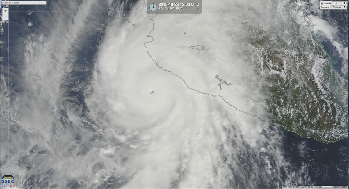RussellDengel's tweet photo. #Patricia 10/23 #SuomiNPP #MODISTerra #TrueColor Composite https://t.co/dKeZsTjVgH #RealEarth™ @UWSSEC @UWCIMSS https://t.co/WPbTItQcyv