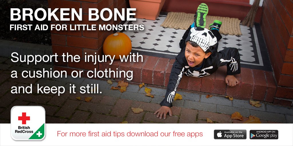 BritishRedCross's tweet photo. Little Skeleton was trick-or-treating when he fell down some steps &amp; broke his wrist. Here’s how to help #Halloween https://t.co/JVJpVB9sCO