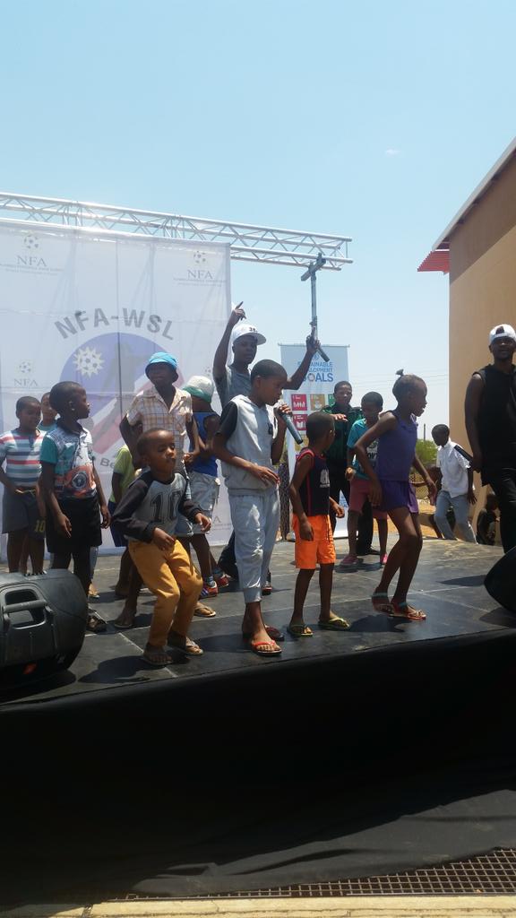 UNESCOWindhoek's tweet photo. @THEDOGGMSHASHO performing at @UNNamibia and @EndPovertyNAM #Matchagainstpoverty soccer match in Katutura https://t.co/TwgH76TM3H
