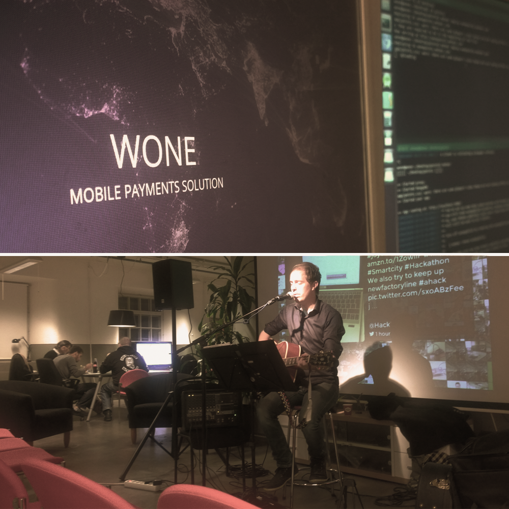 woneio's tweet photo. Food, drinks and live music. Best hackathon ever! #Tampere #Smartcity #Hackathon #ahack @newfactoryline https://t.co/VlD0eT0ICn