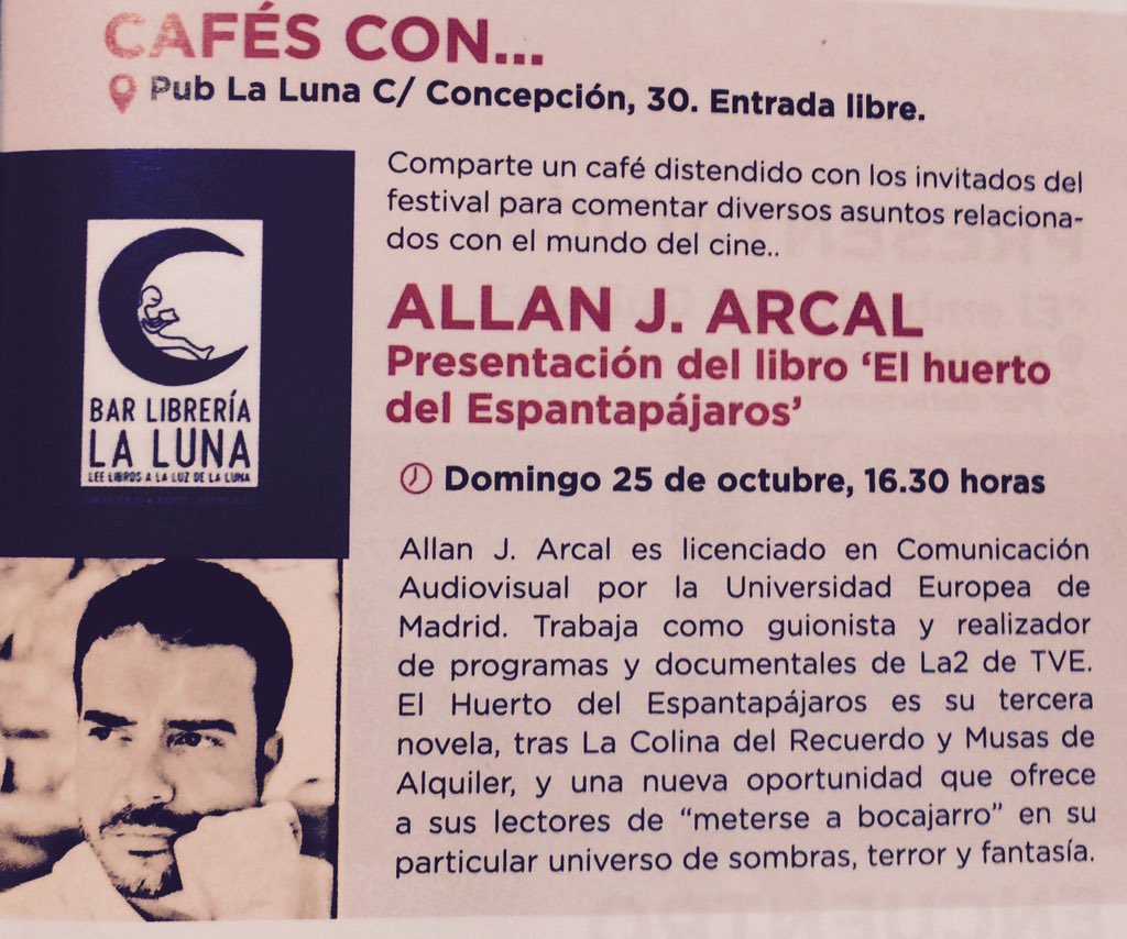 Mañana a las 16:30, el café cinéfilo de #Abycine con la presentación de #ElHuertoDelEspantapajaros de #AllanJArcal