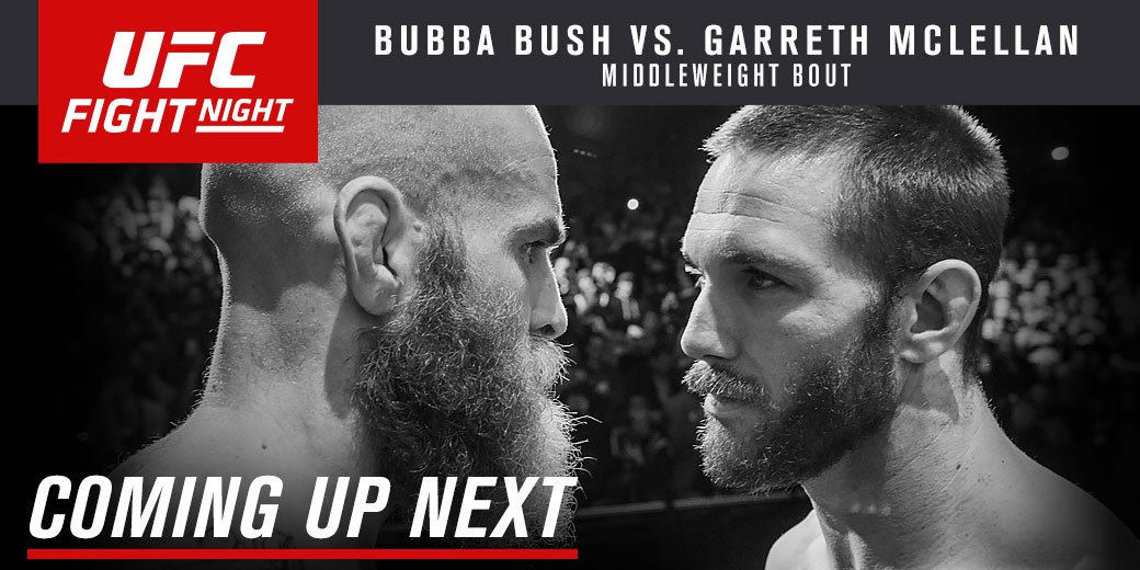 First fight!! <a href="/BubbaBushMMA/">Bubba Bush</a> vs. <a href="/SoldierboyInc/">Garreth McLellan</a> kick off #UFCDublin! Live on <a href="/UFCFightPass/">UFC FIGHT PASS</a>: bit.ly/1XpMAdg
