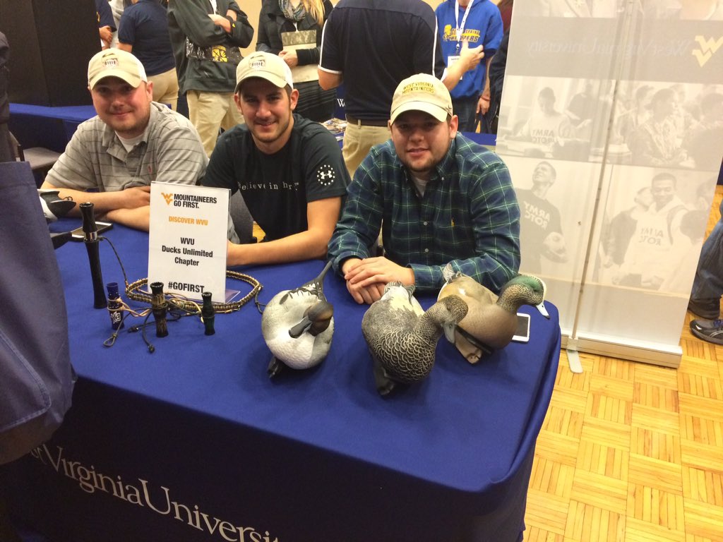 WVUAdmissions's tweet photo. Make sure to visit the WVU Ducks Unlimited Chapter at the info fair. #visitwvu https://t.co/GM26lUzyVM