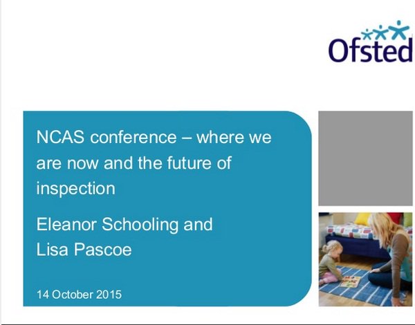 Ofstednews's tweet photo. Children's social care inspection now & the future: Eleanor Schooling #NCASC15 presentation https://t.co/KqiZPwEKAq https://t.co/GdJGcWoHcC