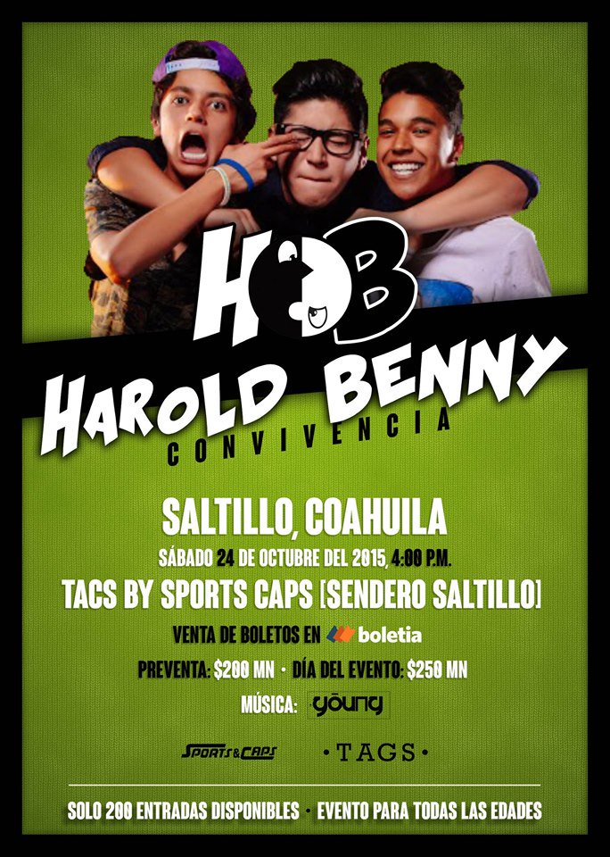 AMDMusicMexico's tweet photo. #Saltillo Hoy tendrás la oportunidad de conocer a @haroldazuara & @benny_emmanuel convivencia en #SportsCaps https://t.co/29jXbrhib0