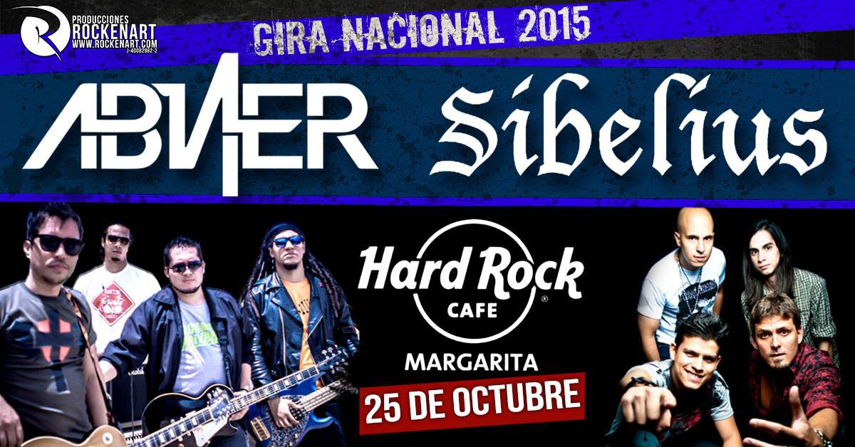 #Margarita nos vemos este domingo en Hard Rock Café <a href="/HRCMargarita/">Hard Rock Margarita</a> #GiraAbnerSibelius