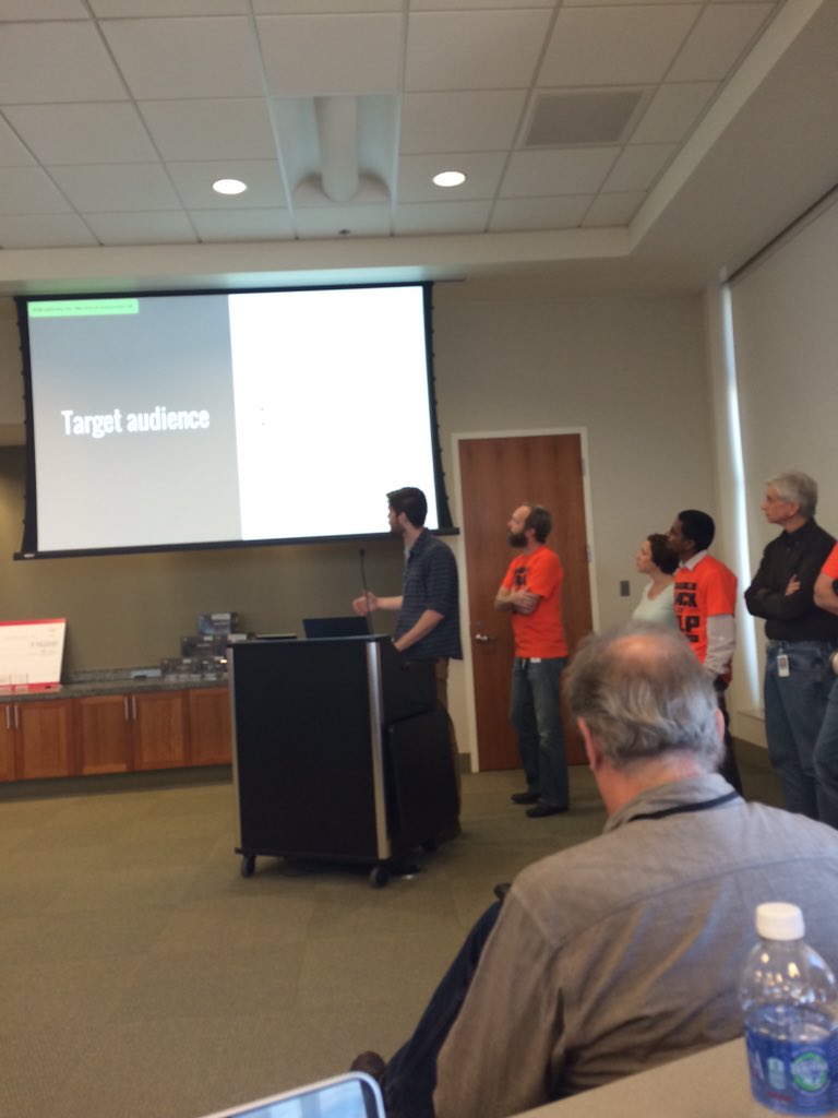 DomEnterprises's tweet photo. The TOL/DWS team is telling us about their development- Explore Hampton Roads #Hack2HelpHR @codeforamerica @Code4HR https://t.co/EUEqmIKaq4
