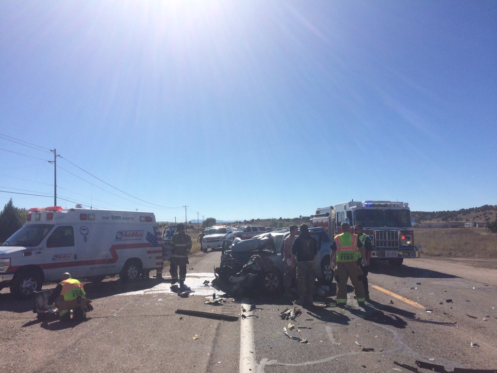 ChinoAZFire's tweet photo. Crews on scene of traffic collision on Hwy 89&amp;Buffalo Run Rd. Expect delays during incident. @CVPDAZ @azdps https://t.co/8zG1PnVw8v