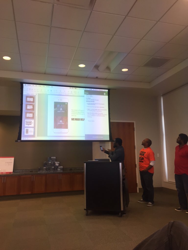kmcurry's tweet photo. Early Adopters wants to turn the idea of Adopt-a app into calls to action #Hack2HelpHR #cfabrigade https://t.co/6XOmnt7PXS