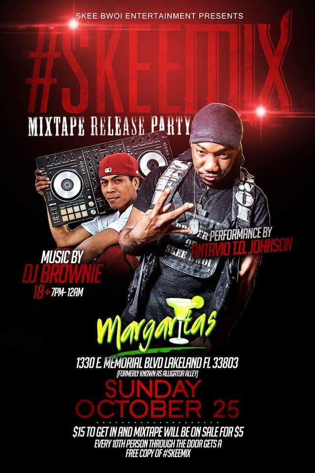 Officialndo365's tweet photo. TOMORROW  @antaviojohnson #SkeeMix Mixtape Release Party @ Margaritas frm 7pm-12am music by @djbr0wnie #SkeeBwoi https://t.co/IZ4v6pvr8r