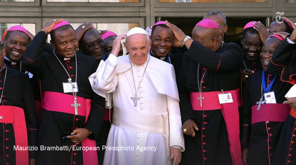 nytimes's tweet photo. How far will bishops go in backing Pope Francis' call for a more open church? https://t.co/MBMIQfwLbh https://t.co/vq1x3lxijb