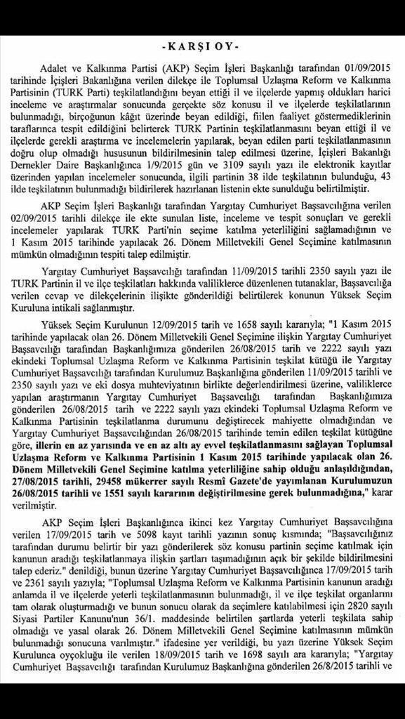 gokhanozbek's tweet photo. TURK PARTİ'in seçimlere katmayan YSK, karşı oy gerekçeleri yüzünden seçimlerin iptaline neden olabilir! https://t.co/nyvUrWxrYG