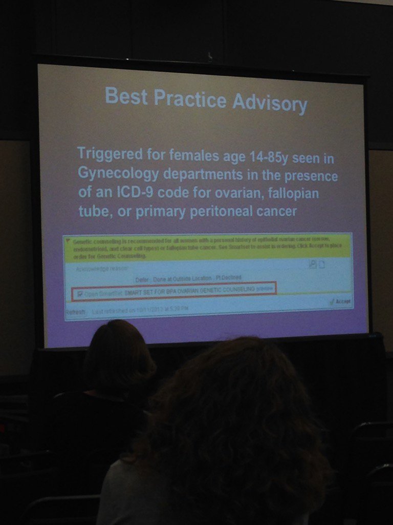 MarthaDudek's tweet photo. Smart auto referrals to GC services when primary care providers use certain ICD9 codes for famhx cancer #NSGC2015 https://t.co/4DMfTenwDN