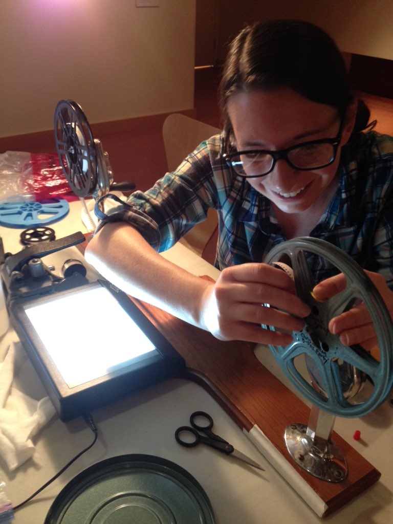snowdenbecker's tweet photo. Prepping 8mm with @jenoleary1 @homemoviedayla #hmd2015 #homemovieday https://t.co/wepuEQzR47