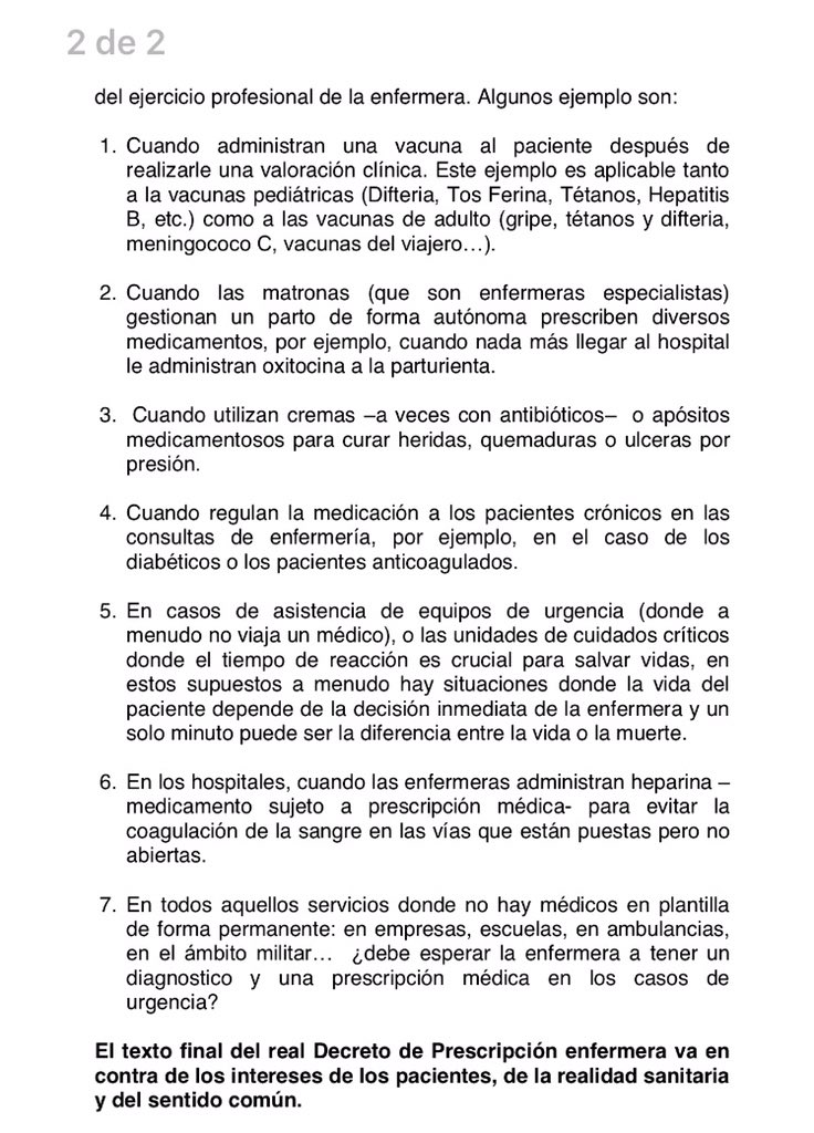 Ebevidencia's tweet photo. Ejemplos de #PrescripcionEnfermera que tras la firma del RD pasarían a ser delito de intrusión  vía @Coiba1 https://t.co/cfQQWv5hEM