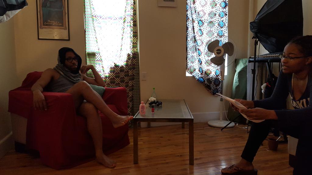 Awkrotika's tweet photo. Filming the next episode of Awkrotika, Thank You for Calling. Get ready, y'all. The British are coming! ;) #SetLife https://t.co/RCr7Tvtsc3