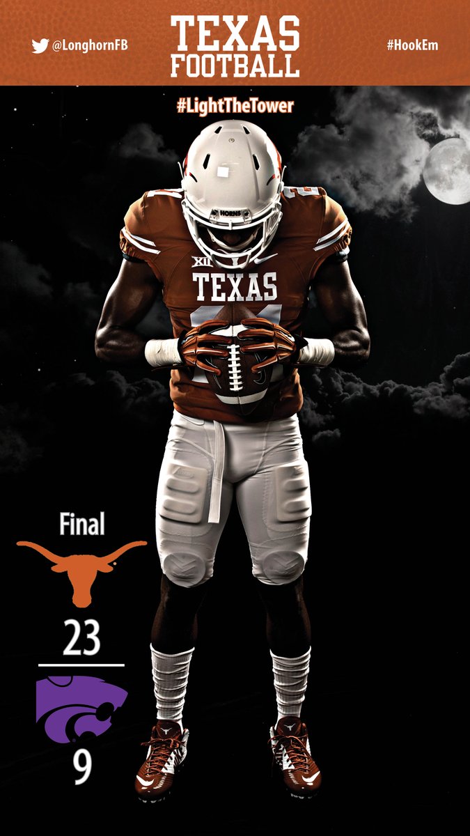 TexasFootball's tweet photo. Victory formation! Horns win 23-9. #HookEm #LightTheTower https://t.co/ltRkhNgGrp