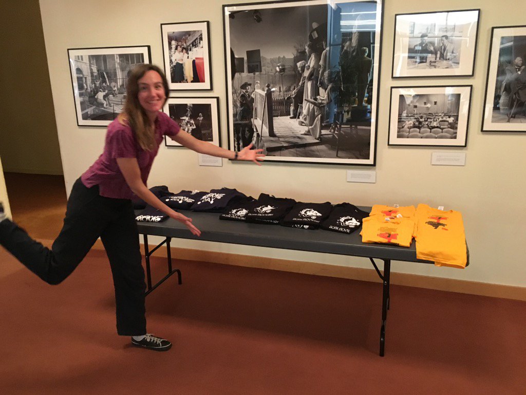 homemoviedayla's tweet photo. Kate showcasing some of our lovely Home Movie Day t-shirts. Did you get yours? #HMD2015 @TheAcademy https://t.co/qq3prPfqGB