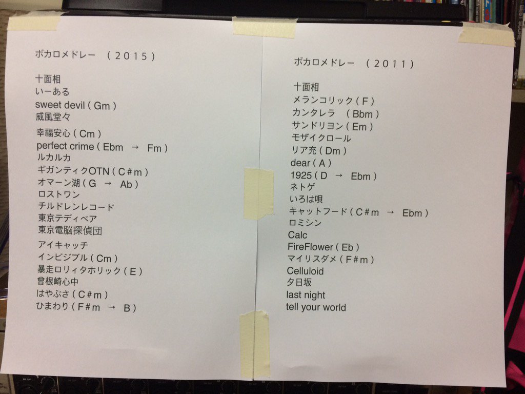 H J Freaks 今日のスーパーボカロメドレー セットリスト 歌詞職人用 12時からw T Co Nhonwezojs Twitter
