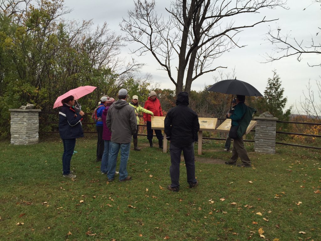 C2Eecopark's tweet photo. Amazing Ecohike in the rain @RBGCanada rock chapel with @Hamilton_CA ecologist, Lesley McDonell https://t.co/D6shvdeqmy