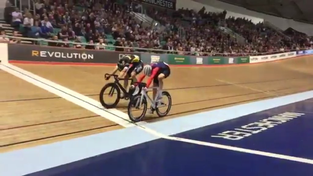 OfficialWIGGINS's tweet photo. Comfortable win for Sir Bradley #WIGGINS in the team elimination. Fantastic racing @RevolutionUK #howclosewasthat https://t.co/6klSGtT0k4