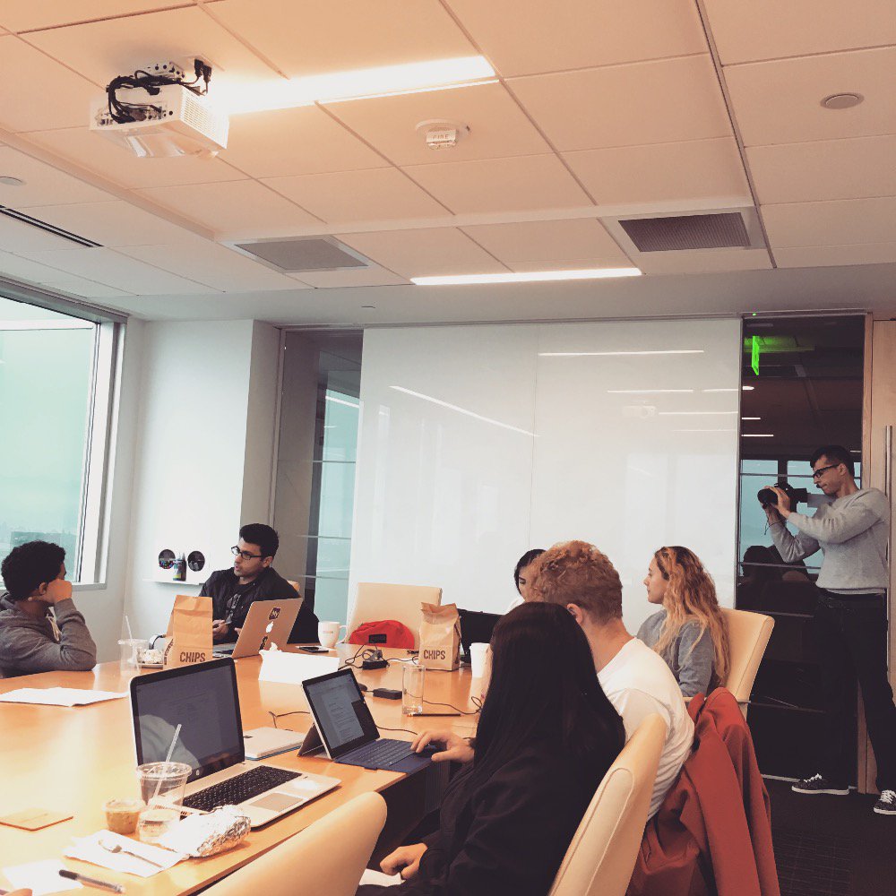 Everyone is working extra hard on camera.