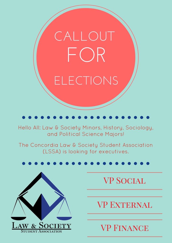 LawSocStudents's tweet photo. The LSSA is looking for executives! For more information, check out the attached posters! https://t.co/3cDJGLGb7F