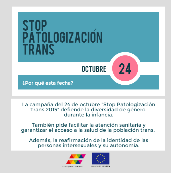 ColombiaDiversa's tweet photo. #STP2015 En el día de la no patologización trans defendamos la diversidad de género desde la etapa escolar https://t.co/thcslaYVbJ