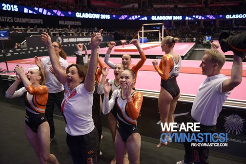 gymnastics's tweet photo. #Glasgow2015 Team Finals / #Rio2016 qualifers: USA, RUS, GBR, CHN, ITA, JPN, CAN, NED. Congratulations to all! https://t.co/2nIgn5ew3T