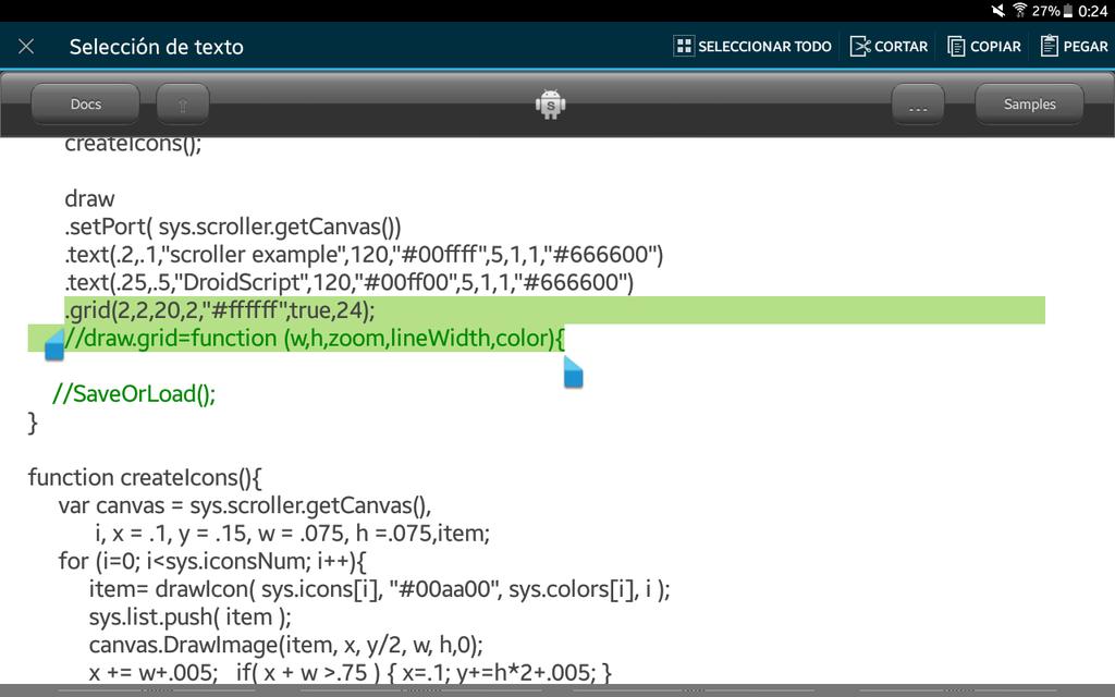 dlmmwebdisseny's tweet image. Update #scrollerexample add grid to draw library #droidscript #javascript #code #snippets #writelessenjoymore