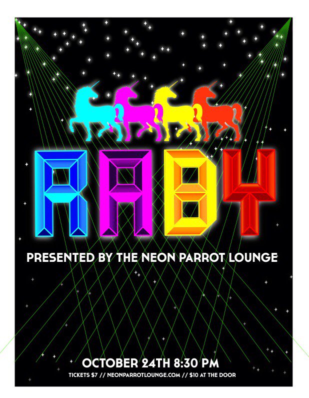 Our show starts tonight at 8:30! We've got RABY in the house! Get your tickets online in advance!