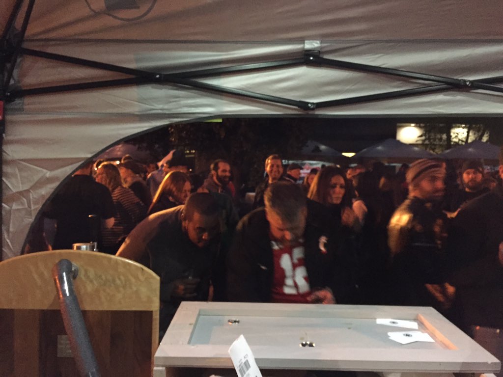 BarleyLegalHB's tweet photo. Consistently long line all day. Kicked 11 kegs. @BrokenGobletPA hoppy Halloween 2. #BL4L https://t.co/omivuFx8rp