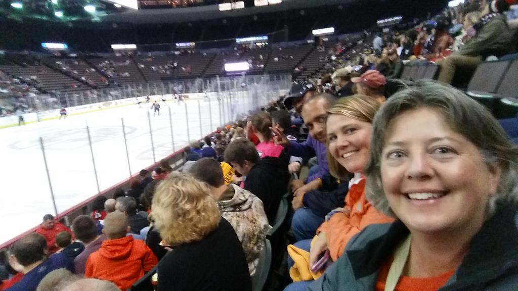 JudiArce's tweet photo. @CincyCyclones Lori's first hockey game ever! Go Cyclones! https://t.co/JLIWPwVmph