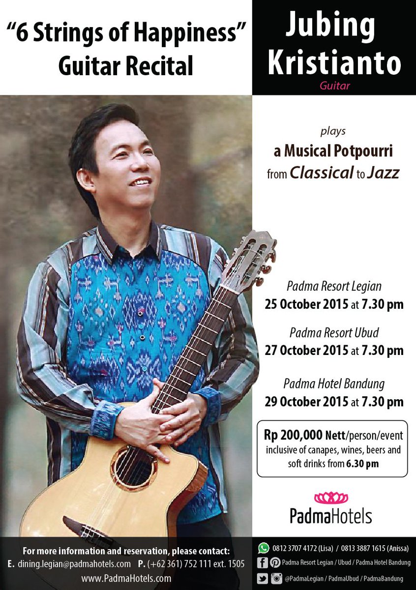 Today, special perform <a href="/PadmaLegian/">Padma Resort Legian</a>
#6stringsofhappiness #jubing kristanto