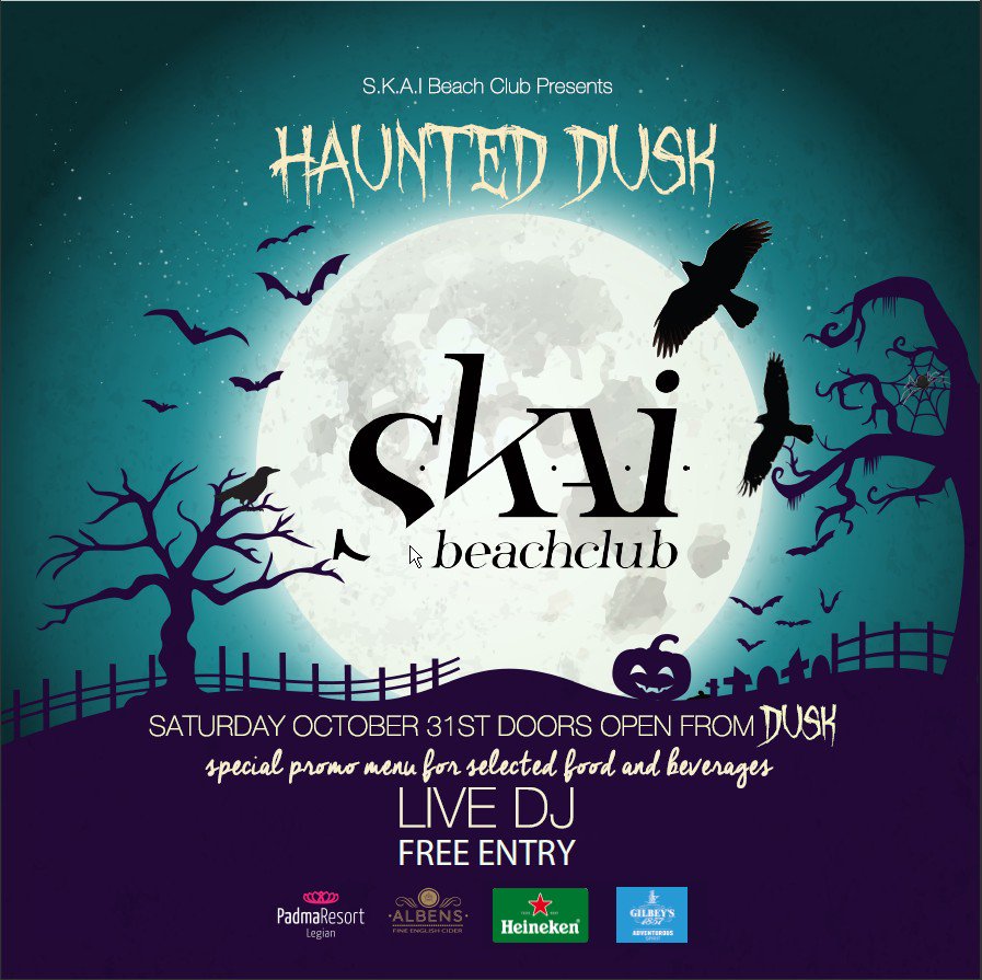 Save the date, win a special reward #stayvoucher on upcoming helloween party <a href="/skaibeachclub/">S.K.A.I. Beach Club</a> <a href="/padmalegian/">Padma Resort Legian</a> #bestcostum