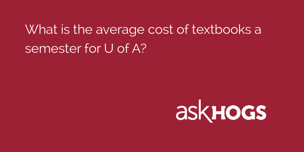 AskHogs's tweet image. What is the average cost of textbooks a semester for U of A?

Get the stats here: asku.co/AskHogs/questi…