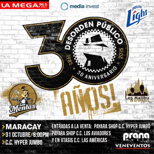 Venezuelas_Rock's tweet photo. UNA SEMANA falta para @desordenpublico y @LosMentas BUSCA TUS ENTRADAS 30años... https://t.co/X9H6ddiLWR https://t.co/rRh2ig4amX