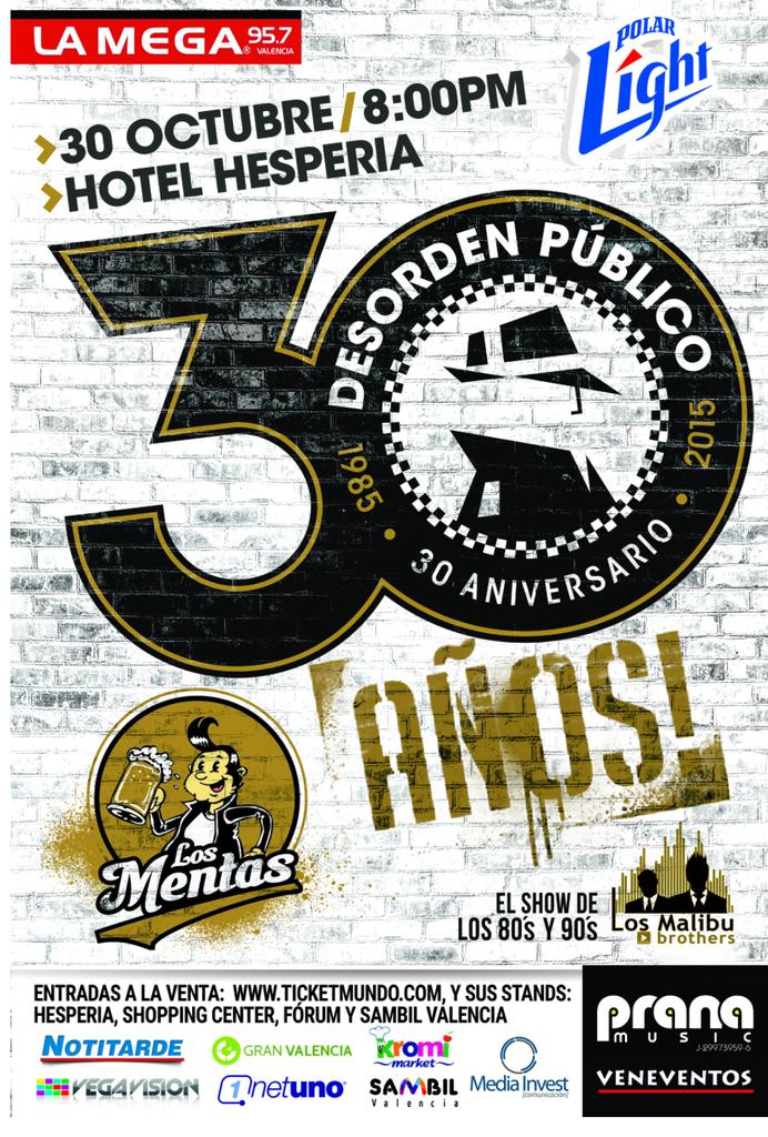 UNA SEMANA falta para <a href="/desordenpublico/">Desorden Público</a> y <a href="/LosMentas/">Los Mentas</a> BUSCA TUS ENTRADAS 30años... pic.x.com/X9H6ddiLWR